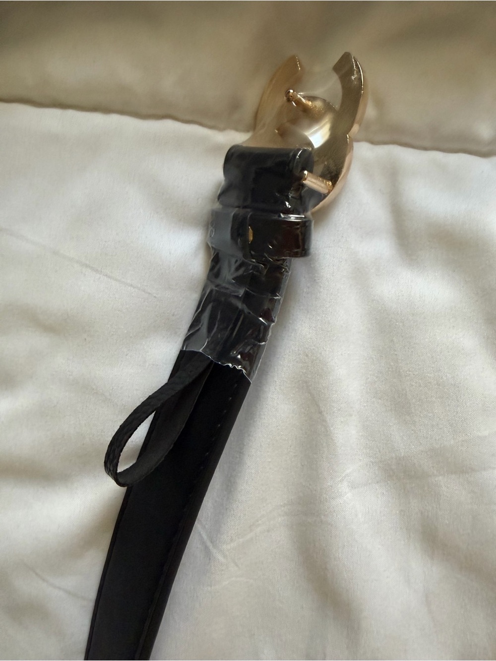 Classic Black Cow Leather Women's Belt with Gold Buckle 100cm